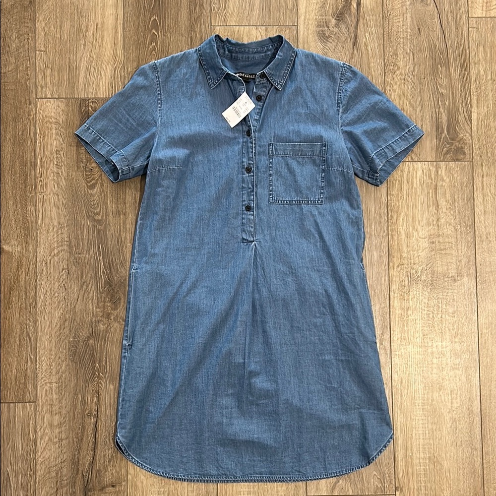 NWT - J. CREW MERCHANTILE 100% Cotton Chambray Denim Pocketed Shirt Dress - Picture 1 of 10